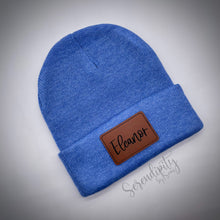 Load image into Gallery viewer, Beanie with Laser Engraved Leatherette Patch