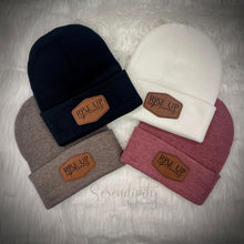 Load image into Gallery viewer, Beanie with Laser Engraved Leatherette Patch
