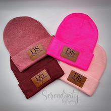 Load image into Gallery viewer, Beanie with Laser Engraved Leatherette Patch