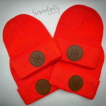 Load image into Gallery viewer, Beanie with Laser Engraved Leatherette Patch