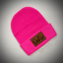 Load image into Gallery viewer, Beanie with Laser Engraved Leatherette Patch