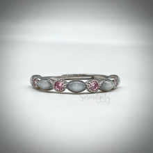 Load image into Gallery viewer, Breast Milk Half Band Memorial Ring with Birthstones