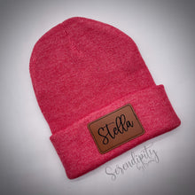 Load image into Gallery viewer, Beanie with Laser Engraved Leatherette Patch