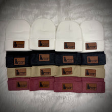 Load image into Gallery viewer, Beanie with Laser Engraved Leatherette Patch