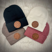 Load image into Gallery viewer, Beanie with Laser Engraved Leatherette Patch