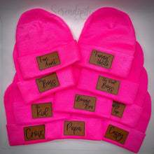 Load image into Gallery viewer, Beanie with Laser Engraved Leatherette Patch