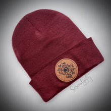 Load image into Gallery viewer, Beanie with Laser Engraved Leatherette Patch