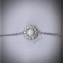 Load image into Gallery viewer, 6mm Breast Milk Stone with a Pointed Halo of Cubic Zirconia Bracelet