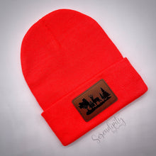 Load image into Gallery viewer, Beanie with Laser Engraved Leatherette Patch