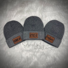 Load image into Gallery viewer, Beanie with Laser Engraved Leatherette Patch