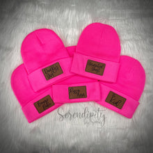Load image into Gallery viewer, Beanie with Laser Engraved Leatherette Patch