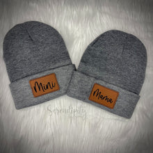Load image into Gallery viewer, Beanie with Laser Engraved Leatherette Patch