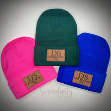 Load image into Gallery viewer, Beanie with Laser Engraved Leatherette Patch