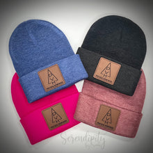 Load image into Gallery viewer, Beanie with Laser Engraved Leatherette Patch