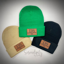 Load image into Gallery viewer, Beanie with Laser Engraved Leatherette Patch