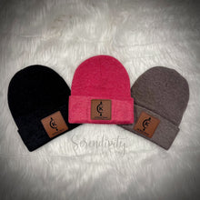 Load image into Gallery viewer, Beanie with Laser Engraved Leatherette Patch