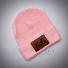 Load image into Gallery viewer, Beanie with Laser Engraved Leatherette Patch