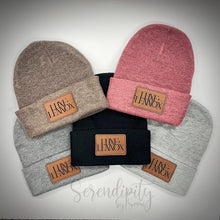 Load image into Gallery viewer, Beanie with Laser Engraved Leatherette Patch