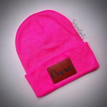 Load image into Gallery viewer, Beanie with Laser Engraved Leatherette Patch