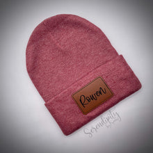 Load image into Gallery viewer, Beanie with Laser Engraved Leatherette Patch