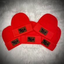 Load image into Gallery viewer, Beanie with Laser Engraved Leatherette Patch