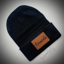 Load image into Gallery viewer, Beanie with Laser Engraved Leatherette Patch