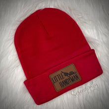 Load image into Gallery viewer, Beanie with Laser Engraved Leatherette Patch