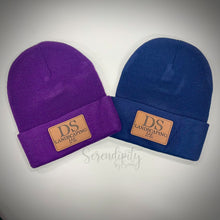 Load image into Gallery viewer, Beanie with Laser Engraved Leatherette Patch