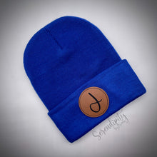 Load image into Gallery viewer, Beanie with Laser Engraved Leatherette Patch