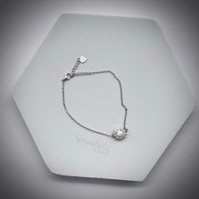 Load image into Gallery viewer, 6mm Breast Milk Stone with a Pointed Halo of Cubic Zirconia Bracelet