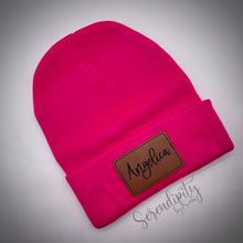Load image into Gallery viewer, Beanie with Laser Engraved Leatherette Patch