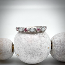 Load image into Gallery viewer, Breast Milk Half Band Memorial Ring with Birthstones