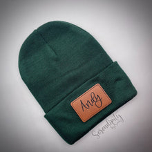 Load image into Gallery viewer, Beanie with Laser Engraved Leatherette Patch