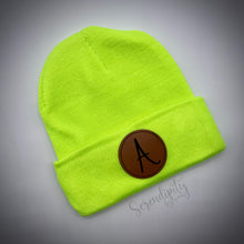 Load image into Gallery viewer, Beanie with Laser Engraved Leatherette Patch