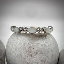 Load image into Gallery viewer, Breast Milk Half Band Memorial Ring with Birthstones