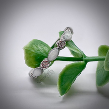 Load image into Gallery viewer, Breast Milk Half Band Memorial Ring with Birthstones