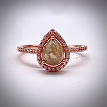 Load image into Gallery viewer, Cremation Keepsake Ring with 6x8mm Teardrop with a Halo of Cubic Zirconia