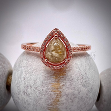 Load image into Gallery viewer, Cremation Keepsake Ring with 6x8mm Teardrop with a Halo of Cubic Zirconia