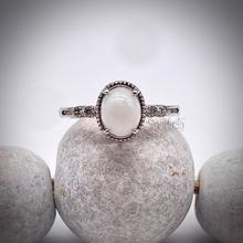 Load image into Gallery viewer, 6x8mm Oval Breast Milk Keepsake Ring with Cubic Zirconia