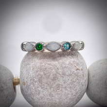 Load image into Gallery viewer, Breast Milk Half Band Memorial Ring with Birthstones