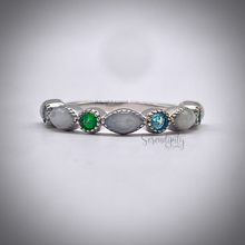 Load image into Gallery viewer, Breast Milk Half Band Memorial Ring with Birthstones