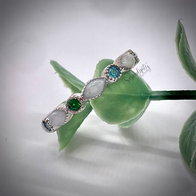 Load image into Gallery viewer, Breast Milk Half Band Memorial Ring with Birthstones