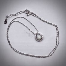Load image into Gallery viewer, 6x8mm Sterling Silver Tear Drop Breast Milk Pendant with a Cubic Zirconia Halo