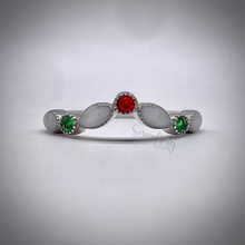 Load image into Gallery viewer, V Shape Breast Milk Half Band Memorial Ring with Birthstones