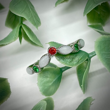 Load image into Gallery viewer, V Shape Breast Milk Half Band Memorial Ring with Birthstones