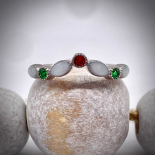Load image into Gallery viewer, V Shape Breast Milk Half Band Memorial Ring with Birthstones