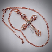 Load image into Gallery viewer, Sterling Silver Cross with 4x6mm Cremation “Stone” Pendant