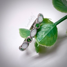 Load image into Gallery viewer, Breast Milk Half Band Memorial Ring with Birthstones