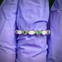 Load image into Gallery viewer, Breast Milk Half Band Memorial Ring with Birthstones