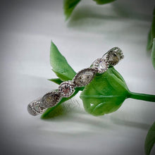 Load image into Gallery viewer, Cremation Ash Half Band Memorial Ring with Birthstones